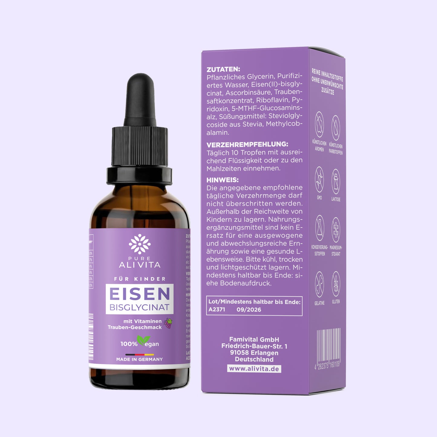 ALIVITA Eisen Bisglycinat mit Vitaminen - 20ml Tropfen für Kinder