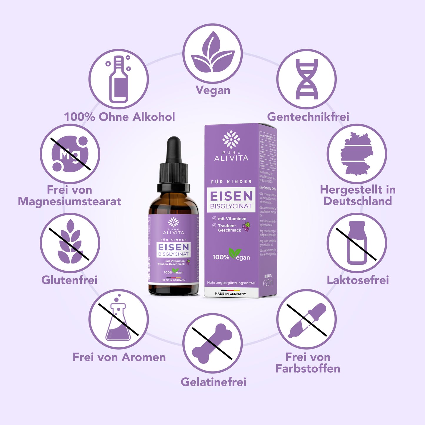 ALIVITA Eisen Bisglycinat mit Vitaminen - 20ml Tropfen für Kinder