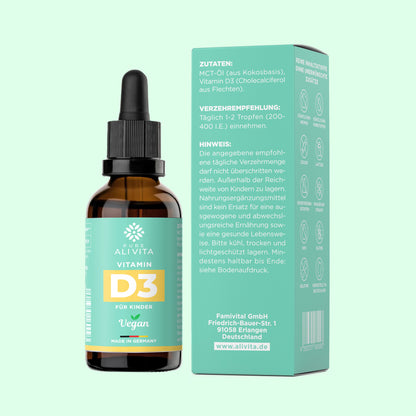 ALIVITA Vitamin D3 Vegan aus Flechten - 10ml Tropfen für Kinder